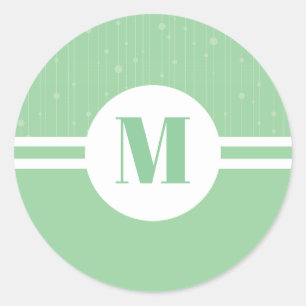 Sticker Rond Pâte monogramme à rayures vertes à la menthe paste