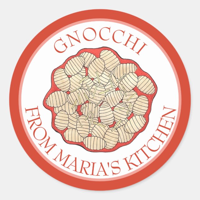Sticker Rond Pâtes Gnocchi Cuisine Italienne Maison Faite Avec  (Devant)