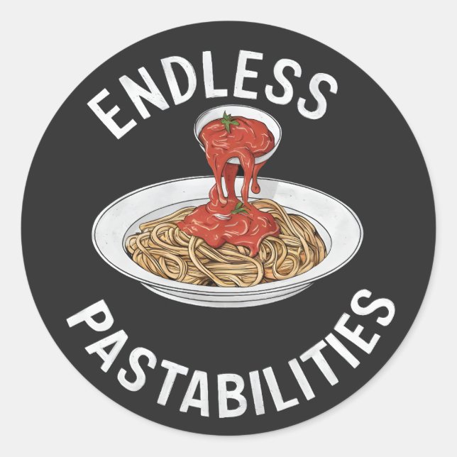 Sticker Rond Pâtes infinies Amusant Pasta Spaghetti Lover (Devant)