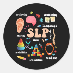 Sticker Rond Pathologie Pathologiste du langage vocal Discours