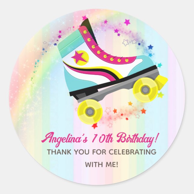 Sticker Rond Patinage à rouleaux super Anniversaire (Devant)