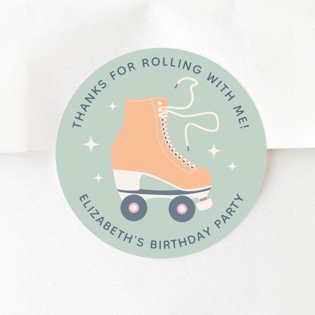 Sticker Rond Patinage à roulettes Anniversaire Merci de fête (Créateur téléchargé)