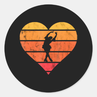Sticker Rond Patinage artistique Coeur Patinage sur glace Patin