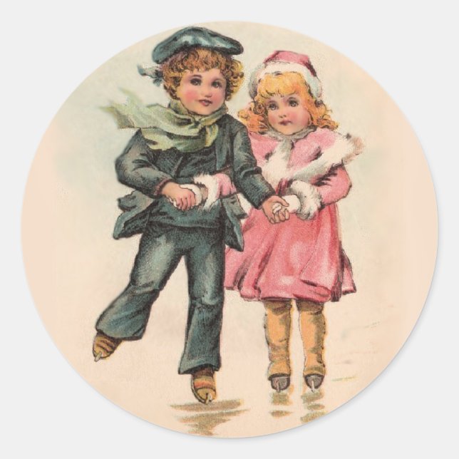Sticker Rond Patinage de Noël (Devant)