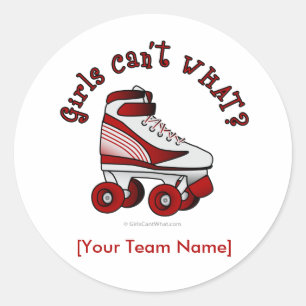 Sticker Rond Patinage de Roller Derby - Rouge