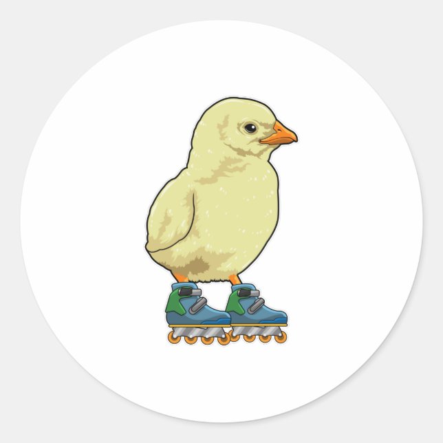 Sticker Rond Patinage en ligne avec patins en ligne (Devant)