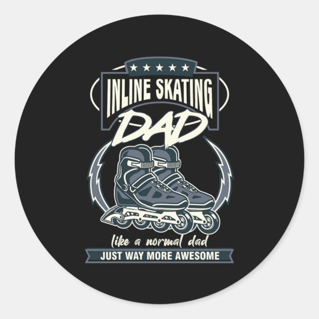 Sticker Rond Patinage en ligne papa père Rollerblading Roller S (Devant)