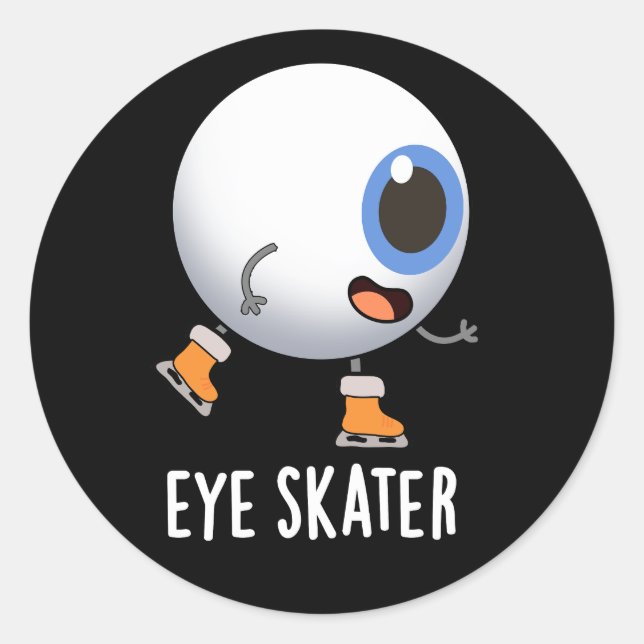 Sticker Rond Patinage oculaire amusant Patinage sur glace Pun d (Devant)