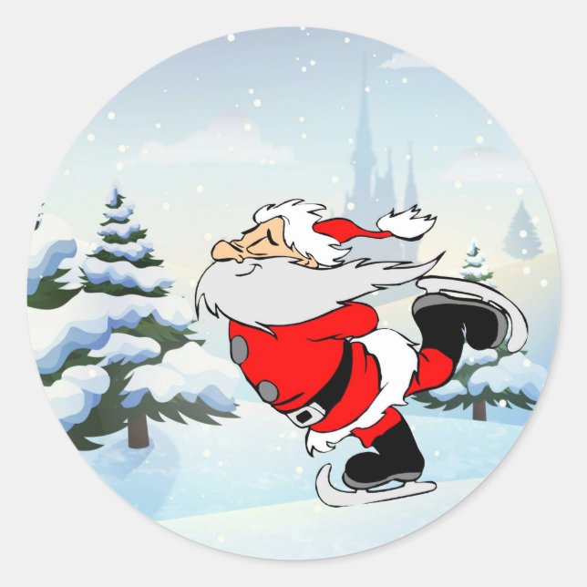 Sticker Rond Patinage père Noël (Devant)