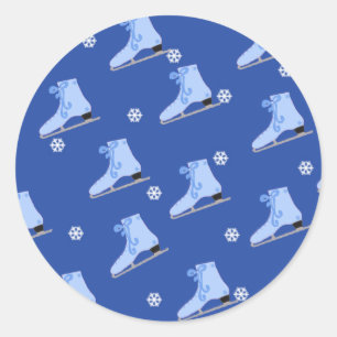 Sticker Rond Patinage sur glace bleu