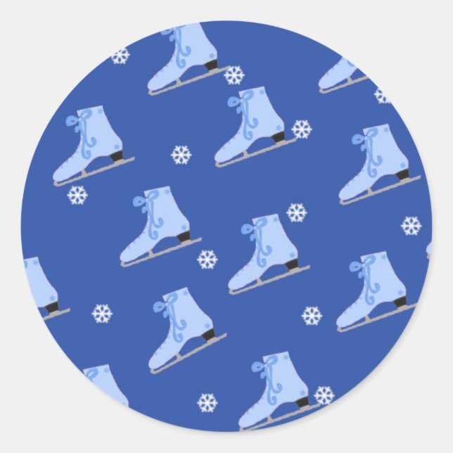 Sticker Rond Patinage sur glace bleu (Devant)