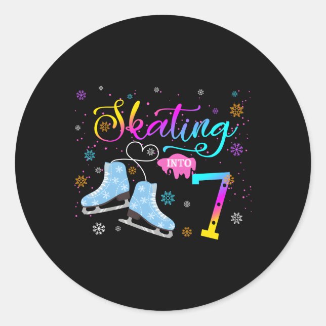 Sticker Rond Patinage Sur Glace En 7 Familles (Devant)