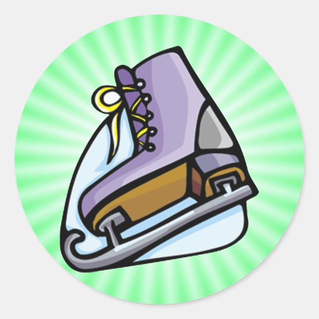 Sticker Rond Patinage sur glace vert néon. (Devant)