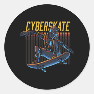 Sticker Rond Patineur robotique Cyberskate