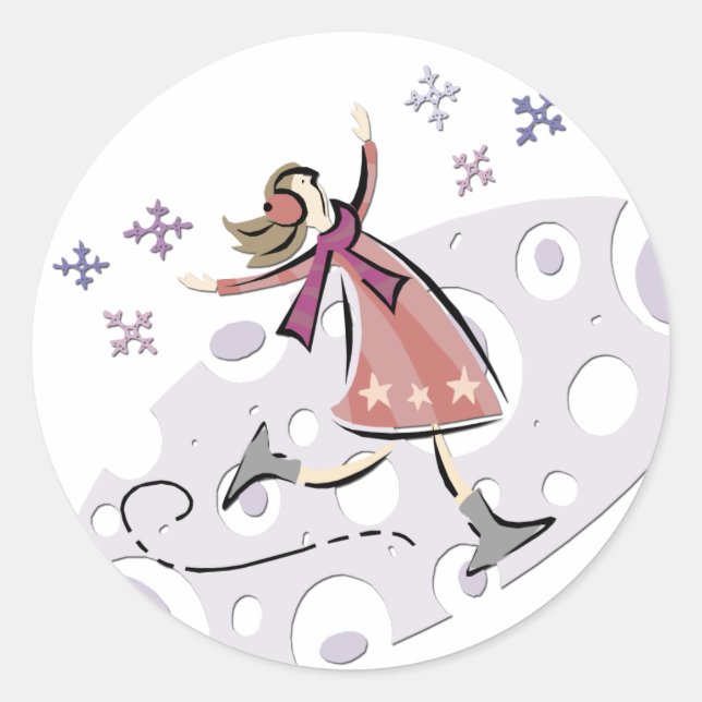 Sticker Rond Patineur sur glace (Devant)