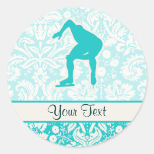 Sticker Rond Patineur turquoise de vitesse