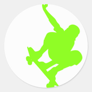 Sticker Rond Patineur vert Chartreuse et au néon