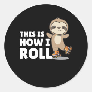 Sticker Rond Patins à roulettes de fentes Animaux amusants Pati