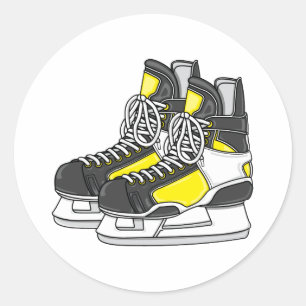 Sticker Rond Patins de hockey sur glace jaune