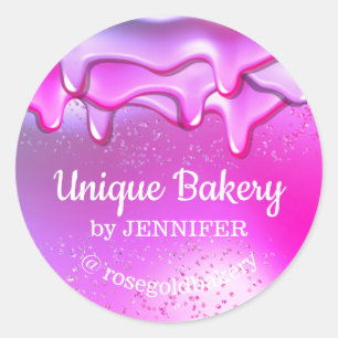 Sticker Rond Pâtisserie Abstrait paillettes rose unique douceur