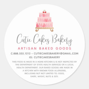 Sticker Rond Pâtisserie Blush Rose Gâteau Pâtisserie Chef Desse