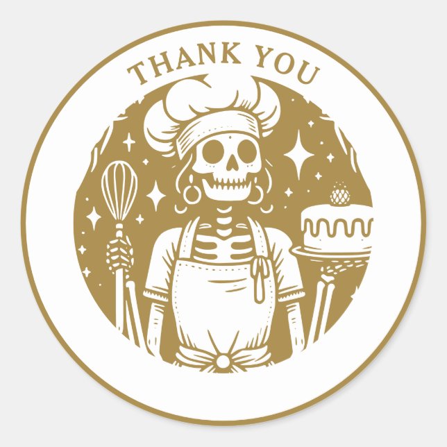 Sticker Rond Pâtisserie boulangère Chef produit Or (Devant)