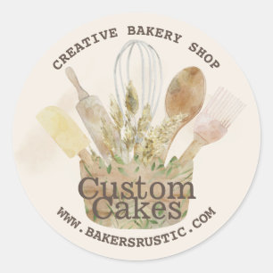 Sticker Rond Pâtisserie boulangerie chef pâtisserie style rusti
