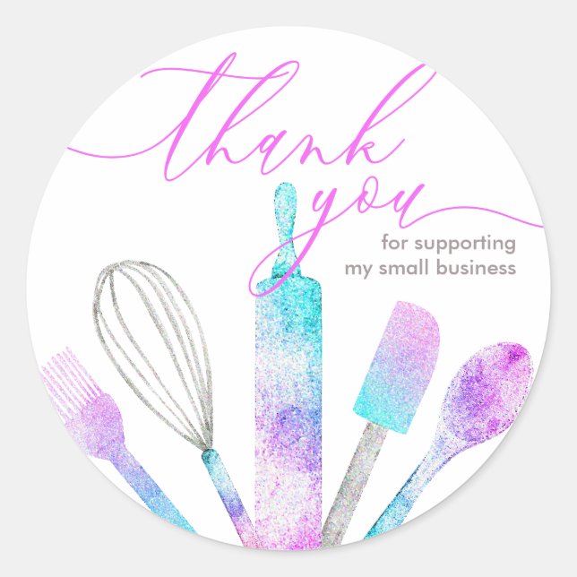 Sticker Rond Pâtisserie chef boulangerie ustensiles outils merc (Devant)