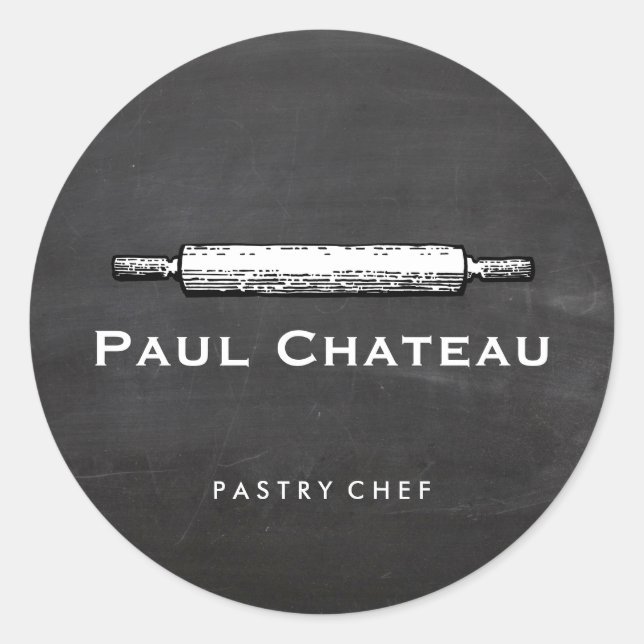 Sticker Rond Pâtisserie Chef Rolling Pin Baker Logo (Devant)