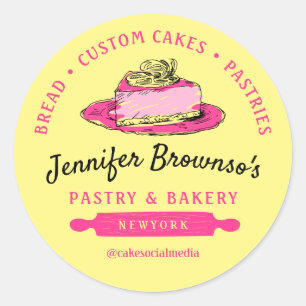 Sticker Rond Pâtisserie jaune citron cheesecake