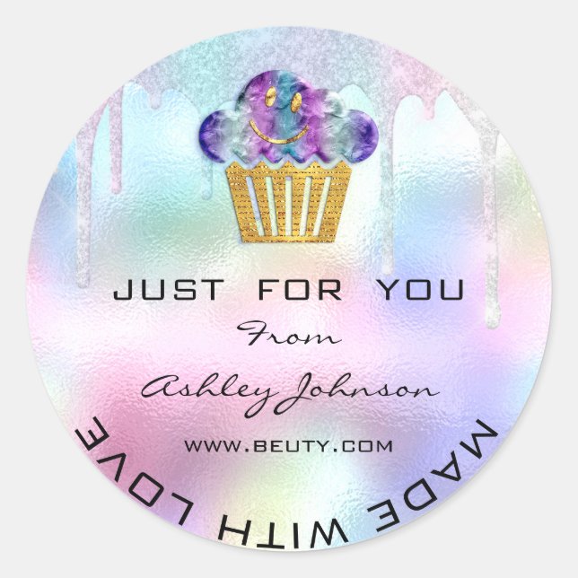 Sticker Rond Pâtisserie Maison Gâteaux Muffins Logo Sourire  (Devant)