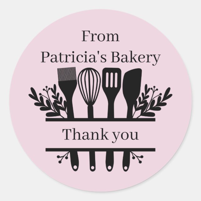 Sticker Rond pâtisserie mignonne merci d'ajouter votre nom (Devant)