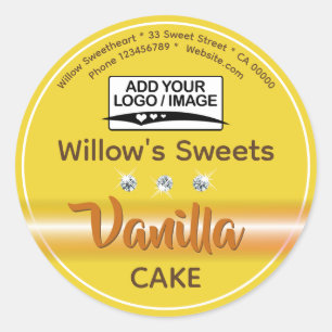 Sticker Rond Pâtisserie Pastel Yellow Rhinestone Cupcake Étique