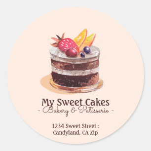 Sticker Rond Pâtisserie pâtisserie pâtisserie à l'aquarelle cup