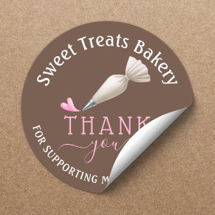 Sticker Rond Pâtissier Boulangerie Café Brun Merci