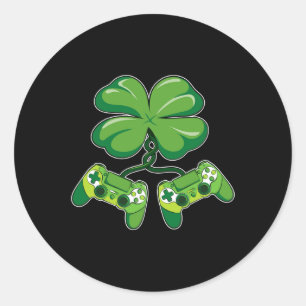 Sticker Rond Patrick's Day Gamer Funny Video Game Controller Sh