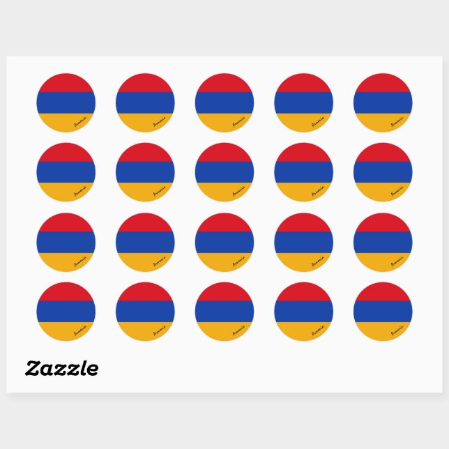 Sticker Rond patriotes arméniens et arméniens du drapeau, vacan (Feuille)