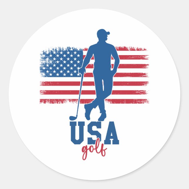 Sticker Rond Patriotic Golf USA (Devant)