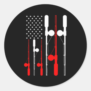 Sticker Rond Patriotique American Flag Fishing s pour hommes 4e
