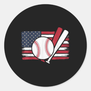 Sticker Rond Patriotique Baseball 4 juillet Hommes Américains F