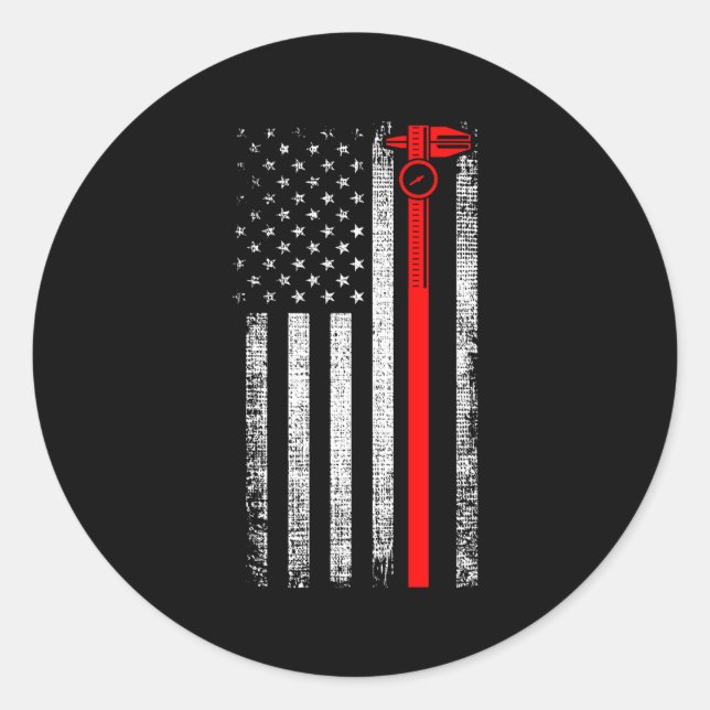Sticker Rond Patriotique Cnc Machine Opérateur Américain Drapea (Devant)