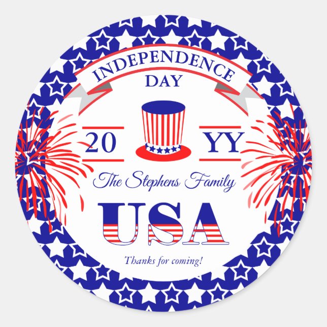 Sticker Rond Patriotique Juillet 4 Fête de l'Indépendance (Devant)