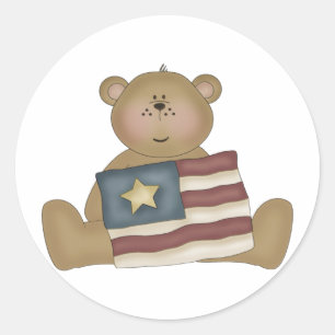 Sticker Rond Patriotique Pays Teddy Bear