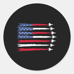 Sticker Rond Patriotique Rouge Bleu Bleu Usa Drapeau Jets 4e