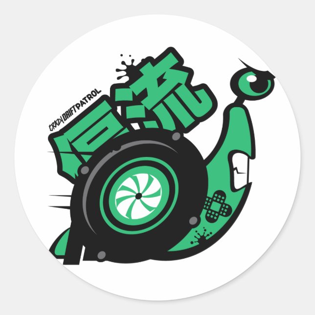 Sticker Rond Patrouille dérive folle - Turbo Snail (vert) (Devant)