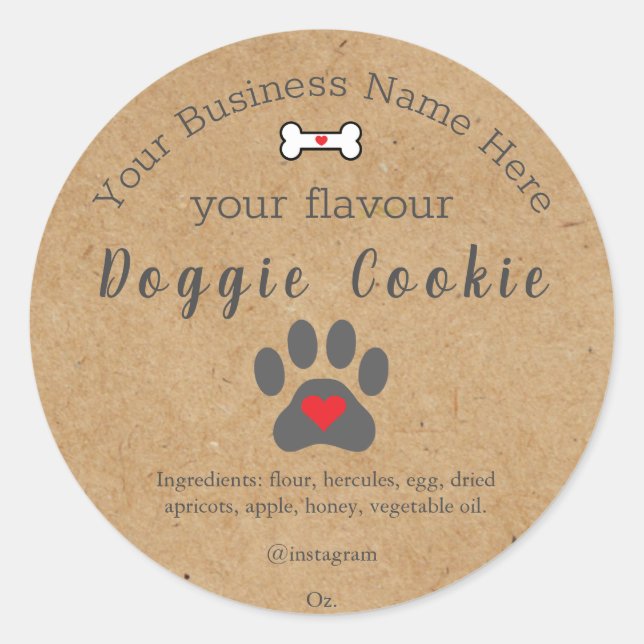 Sticker Rond Patte de chien rustique cookie pour chien personna (Devant)