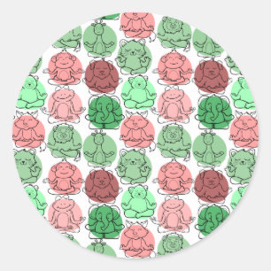 Sticker Rond Patter les yoga poses Yoga seamless pattern 18