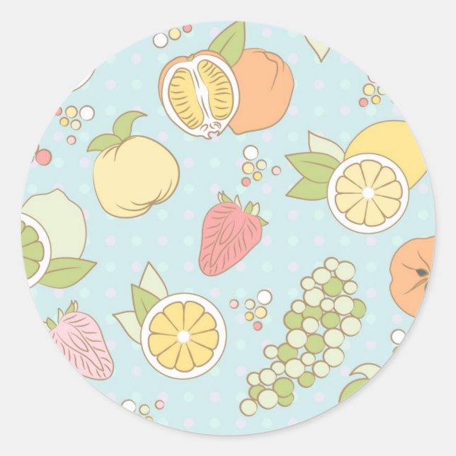 Sticker Rond Pattern with Fruits et Berries (Devant)