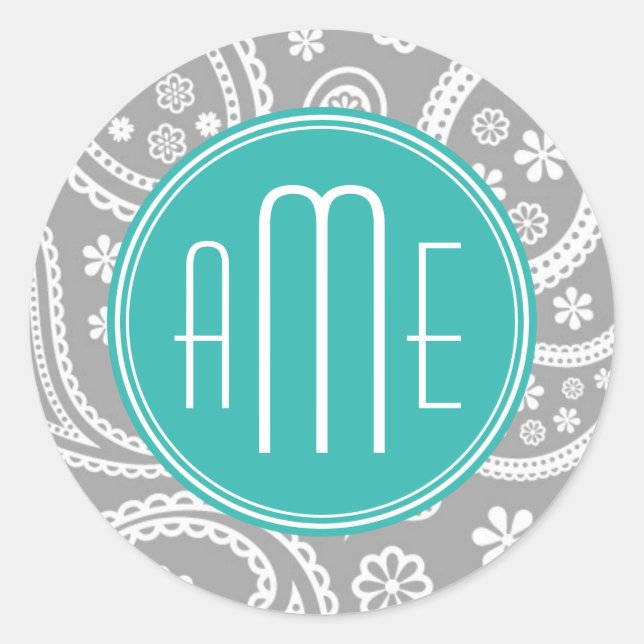Sticker Rond Patterns bleus et monogram bleu (Devant)