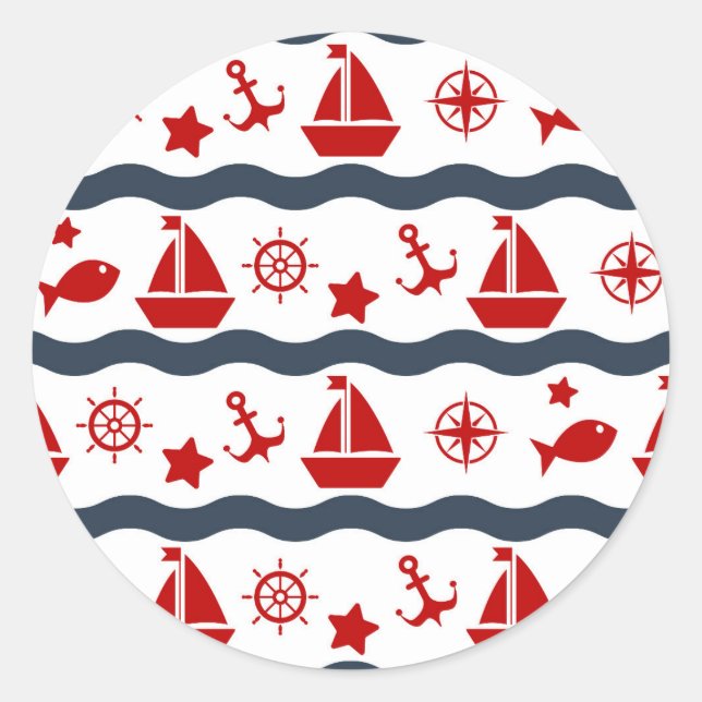 Sticker Rond Patterns maritimes (Devant)